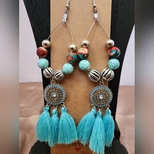 Bohemian Turquoise and Silver Dangle Earrings